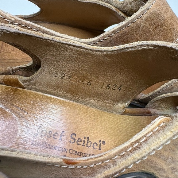 Josef Seibel Nina Women’s Size 36 Tan Leather Velcro Strap On Sandal Shoe Summer - Picture 6 of 10